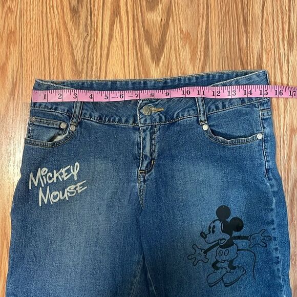 Disney Mickey Mouse Cuffed Blue Jean Shorts, embroidered, Small 3/5 - Picture 8 of 10